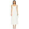 Hot Sale White Embroidered Lace Square Neck Sleeveless Ajustable Shoulder Straps Midi Dress