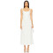 Hot Sale White Embroidered Lace Square Neck Sleeveless Ajustable Shoulder Straps Midi Dress