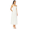 Hot Sale White Embroidered Lace Square Neck Sleeveless Ajustable Shoulder Straps Midi Dress