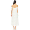 Hot Sale White Embroidered Lace Square Neck Sleeveless Ajustable Shoulder Straps Midi Dress