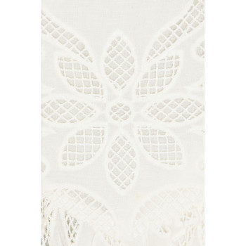 Hot Sale White Embroidered Lace Square Neck Sleeveless Ajustable Shoulder Straps Midi Dress