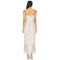 Hot Sale Floral Halter Neckline Lace Trim Ruffled Hem Asymmetrical Slit Midi Women Dress