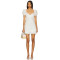 Elegant  V-neck Puff Sleeve Open Back Ruffle Tight Waist Floral Embroider Tiered Skirt