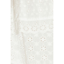 Elegant  V-neck Puff Sleeve Open Back Ruffle Tight Waist Floral Embroider Tiered Skirt