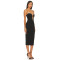 Sexy Beaded Crystal Embellished Black Halter Neck Back Slit Crepe Fabric Midi Dress