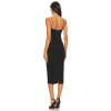 Sexy Beaded Crystal Embellished Black Halter Neck Back Slit Crepe Fabric Midi Dress