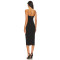 Sexy Beaded Crystal Embellished Black Halter Neck Back Slit Crepe Fabric Midi Dress