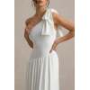 Elegant Asymmetric Neckline One-Shoulder Bow Detail strap Asymmetric Split Skirt