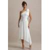 Elegant Asymmetric Neckline One-Shoulder Bow Detail strap Asymmetric Split Skirt