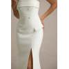 Elegant Bandeau Neckline Slim High Waist Hip Wrap High Slit Solid Color Evening Dress