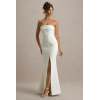 Elegant Bandeau Neckline Slim High Waist Hip Wrap High Slit Solid Color Evening Dress