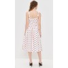 Fashionable Square Neckline Button Placket Open Back Mid-Waist Polka-Dot Print Dress