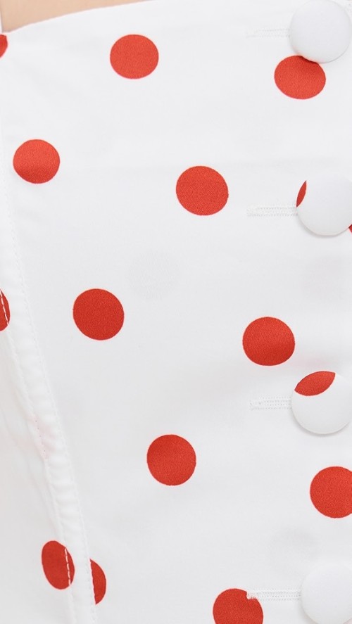 Fashionable Square Neckline Button Placket Open Back Mid-Waist Polka-Dot Print Dress