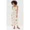 Sample Cute V-Neck Camisole Lace Trim Slim Cut Out Pasta Print Casual Dress