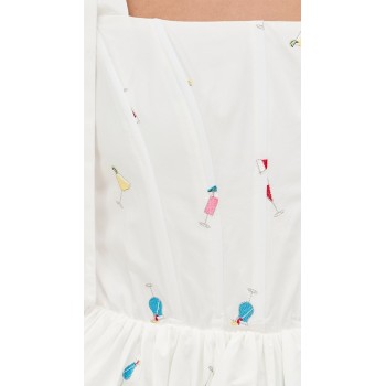 Cute Women Summer Square Neckline Open Back Allover Cocktail Embroidery Casual Dress