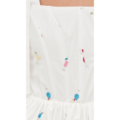 Cute Women Summer Square Neckline Open Back Allover Cocktail Embroidery Casual Dress