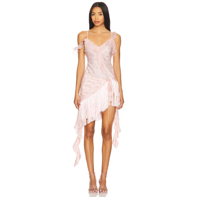 Elegant  V-neck Sexy Camisole Backless Exquisite Fashionable Woman's Midi Dress