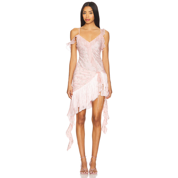 Elegant  V-neck Sexy Camisole Backless Exquisite Fashionable Woman's Midi Dress