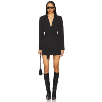 High quality Fashionable Customized Deep v neck Long sleeve Woman's Blazer Dress
