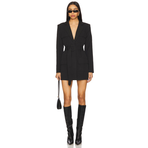 High quality Fashionable Customized Deep v neck Long sleeve Woman's Blazer Dress