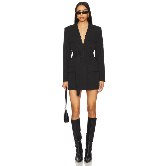 High quality Fashionable Customized Deep v neck Long sleeve Woman's Blazer Dress