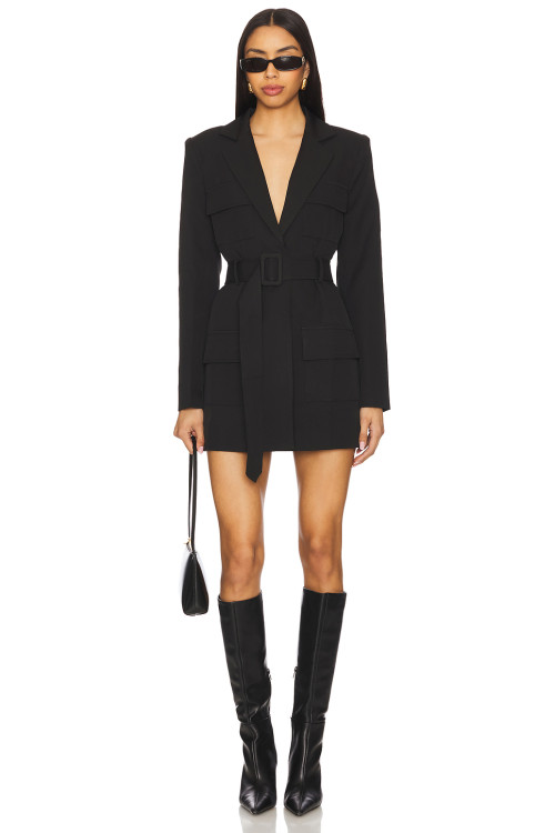 High quality Fashionable Customized Deep v neck Long sleeve Woman's Blazer Dress