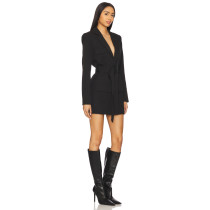 High quality Fashionable Customized Deep v neck Long sleeve Woman's Blazer Dress