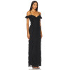 Hot Sale Elegant Romantic Stylish Backless Spaghetti Strap Ruffled Maxi Black Dress