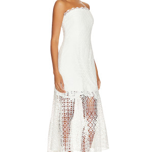 2025 Hot Sale Sexy Elegant Summer Strapless Lace Paneled Mermaid Midi Women Dress