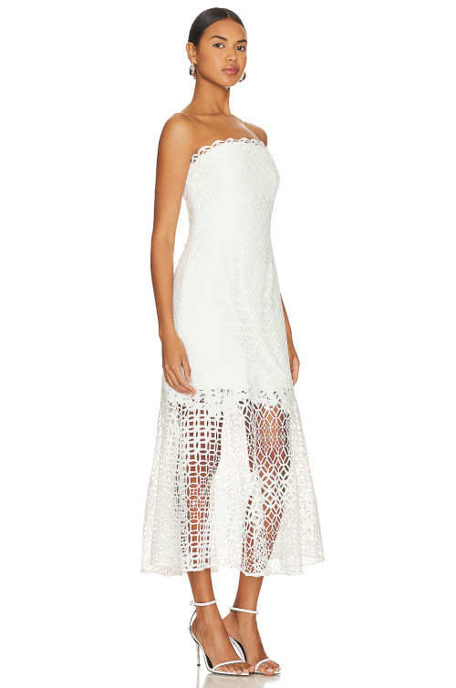 2025 Hot Sale Sexy Elegant Summer Strapless Lace Paneled Mermaid Midi Women Dress
