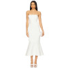 Elegant Strapless Three Dimensional Flower Embellishments Mermaid Silhouette  Midi Dress