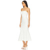 Elegant Strapless Three Dimensional Flower Embellishments Mermaid Silhouette  Midi Dress