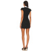 Elegant Black White Turn Down Collar Tweed Sheath Rhinestone Buttons Women Mini Dress