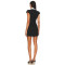 Elegant Black White Turn Down Collar Tweed Sheath Rhinestone Buttons Women Mini Dress