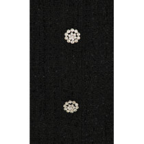 Elegant Black White Turn Down Collar Tweed Sheath Rhinestone Buttons Women Mini Dress