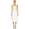 Sling Style Medium Weight Poplin Fabric Lace Trims Back Bow Tie White Women Midi Dress