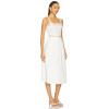 Sling Style Medium Weight Poplin Fabric Lace Trims Back Bow Tie White Women Midi Dress