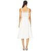 Sling Style Medium Weight Poplin Fabric Lace Trims Back Bow Tie White Women Midi Dress