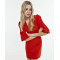 Fashionable V-Neck Puffed Sleeves 3/4 With Elastic Cuffs Cut Out High Waist Dress