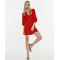 Fashionable V-Neck Puffed Sleeves 3/4 With Elastic Cuffs Cut Out High Waist Dress