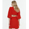 Fashionable V-Neck Puffed Sleeves 3/4 With Elastic Cuffs Cut Out High Waist Dress
