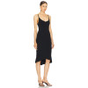 Elegant Black Knitted Sling Style Scalloped Neckline Hem Open back Design Dress for Women