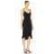 Elegant Black Knitted Sling Style Scalloped Neckline Hem Open back Design Dress for Women