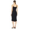 Elegant Black Knitted Sling Style Scalloped Neckline Hem Open back Design Dress for Women