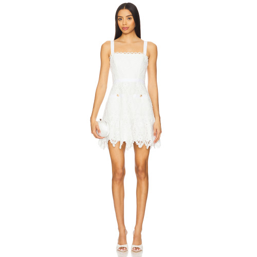 Sweet Exquisite Best selling Sling style White Lace Gold toned Buttons  Mini Dress for Women