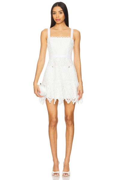 Sweet Exquisite Best selling Sling style White Lace Gold toned Buttons  Mini Dress for Women