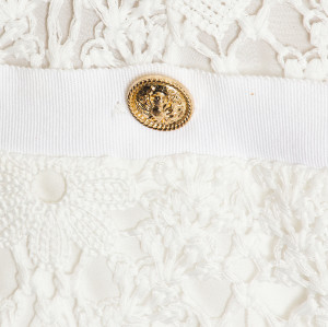 Sweet Exquisite Best selling Sling style White Lace Gold toned Buttons  Mini Dress for Women