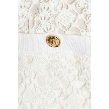 Sweet Exquisite Best selling Sling style White Lace Gold toned Buttons  Mini Dress for Women