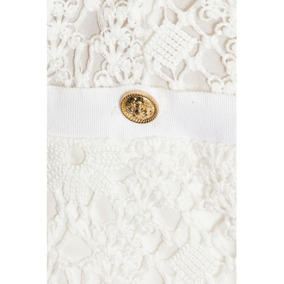 Sweet Exquisite Best selling Sling style White Lace Gold toned Buttons  Mini Dress for Women