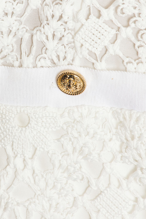 Sweet Exquisite Best selling Sling style White Lace Gold toned Buttons  Mini Dress for Women